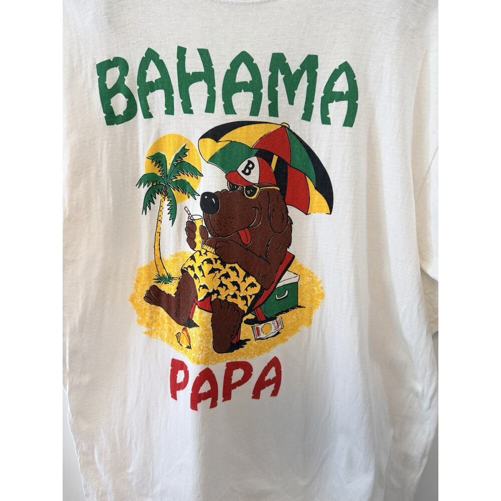 Vintage “Bahama Papa” T Shirt Mens Large Dog On Beach In‎ Chair Graphic Dad